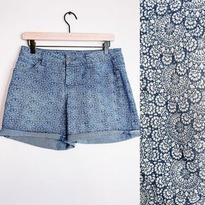 LIVERPOOL Lace Printed Denim Jean Shorts Size 4/27